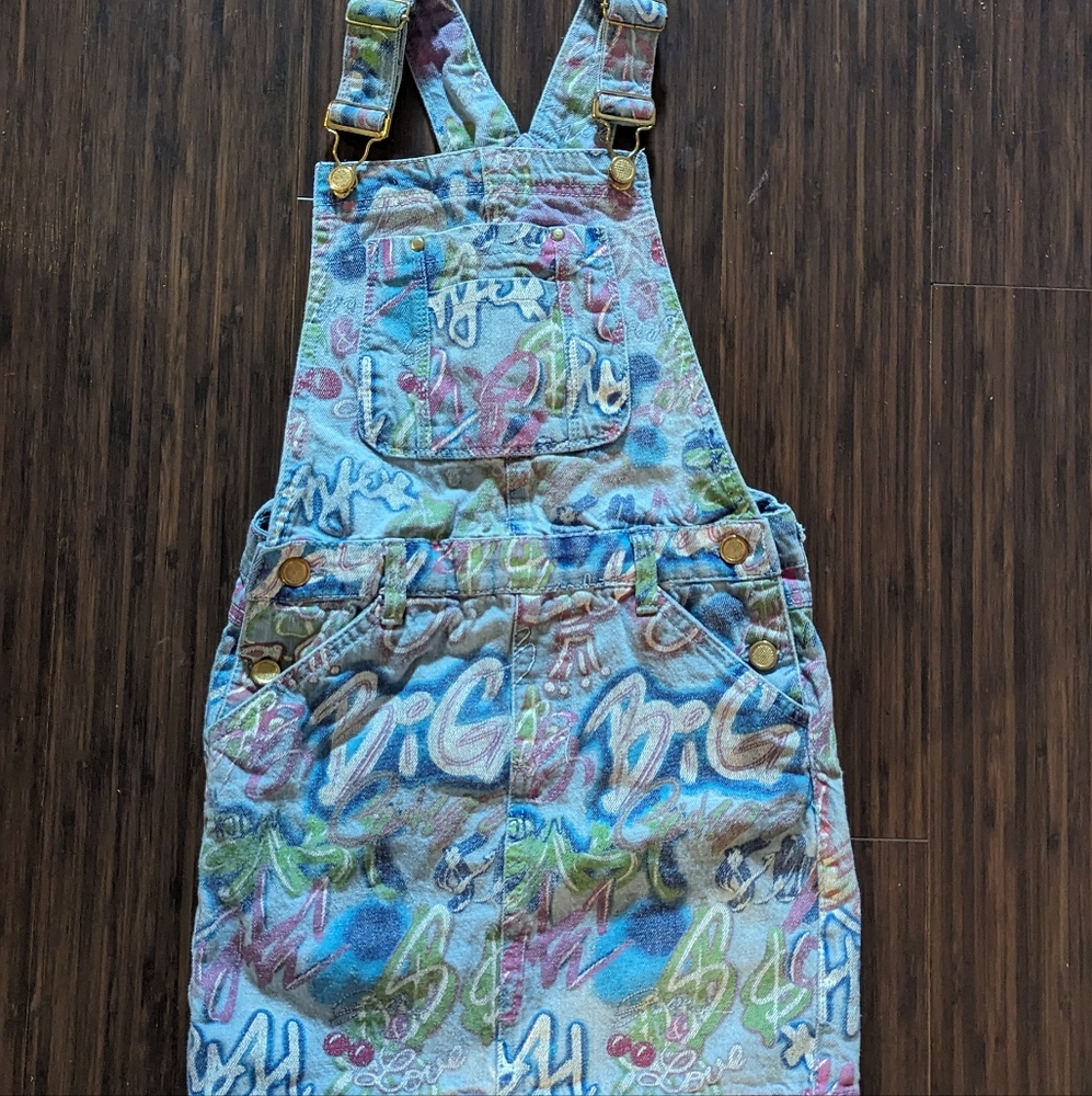 Girls Size 7-8 Graffiti Jean Overall Skirt